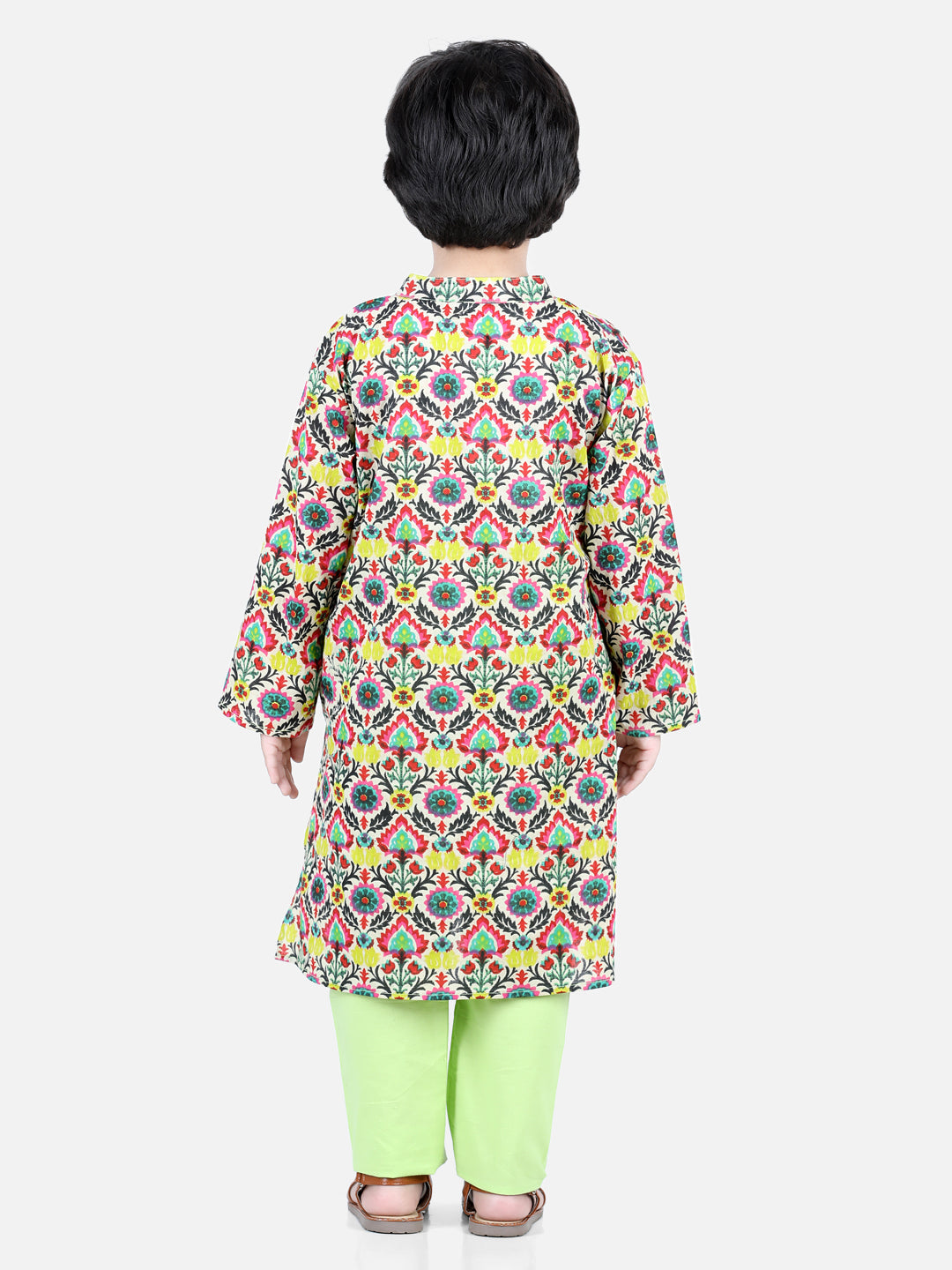 Aww Hunnie Boys Jaipuri Cotton Kurta & Green Pajama Set – Organic Kidswear