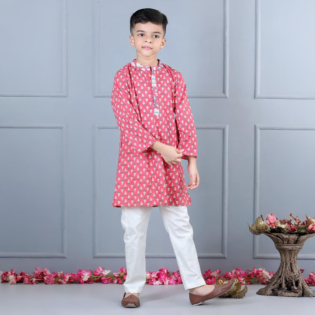 Aww Hunnie Jaipuri Butti Cotton Kurta & Pajama Set – Festive Kidswear (1–12 yrs)
