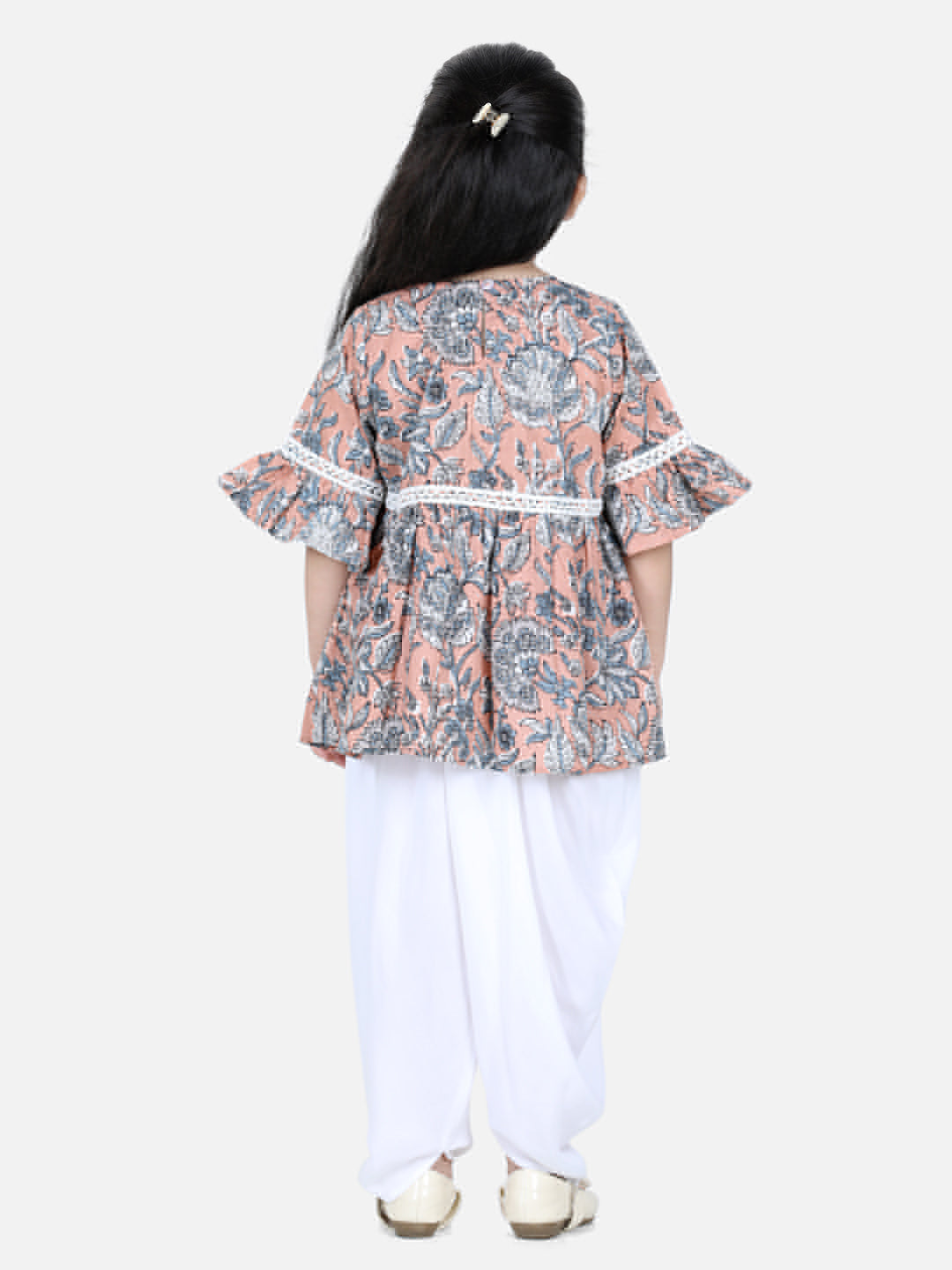 Aww Hunnie Jaipuri Print Cotton Floral Kurti & Dhoti Set for Girls