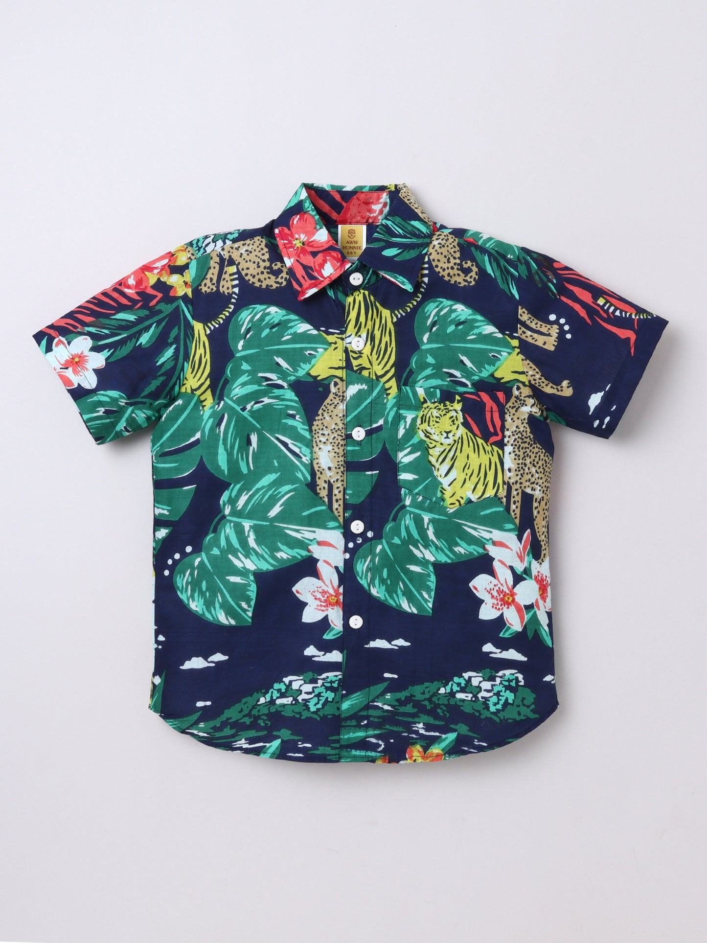 Jungle‑Print Cotton Shirt & Shorts Set | Aww Hunnie Kidswear