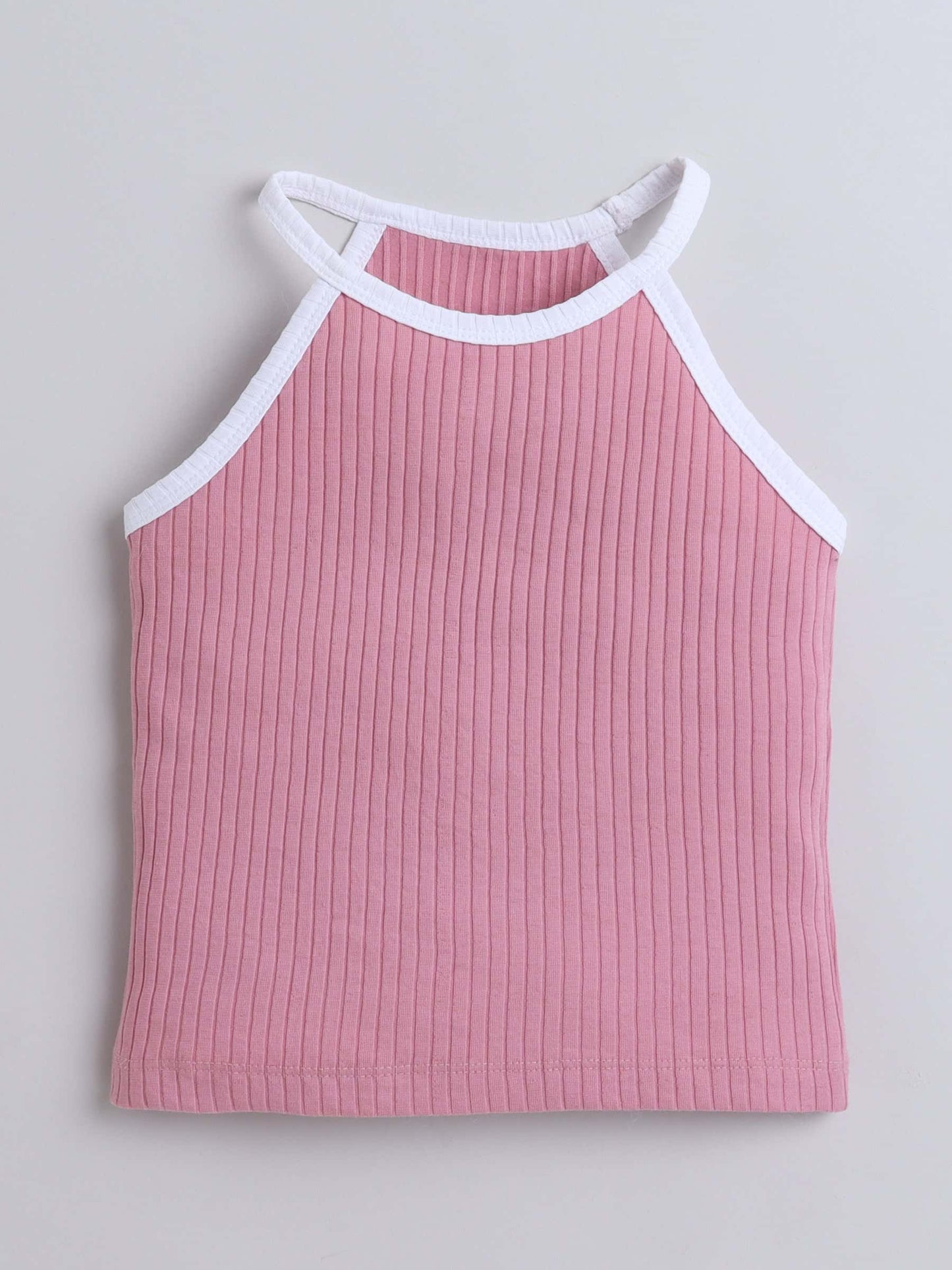 Aww Hunnie Ribbed Halter Neck Top - Pure, Chemical-Free Kidswear