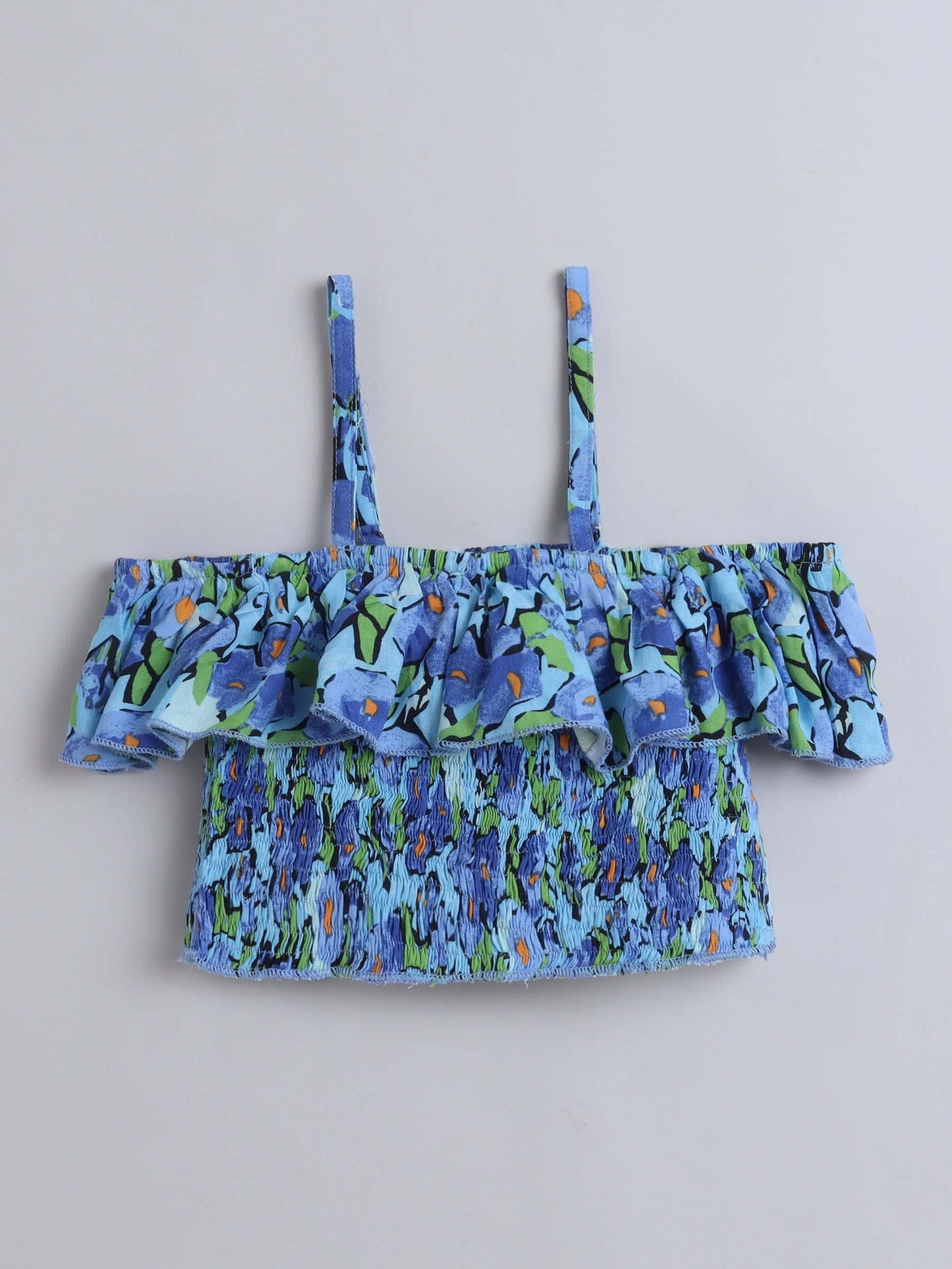 Girls Off-Shoulder Crop Top & Bottom Set – Fresh Green Style - Pure, Chemical-Free Kidswear