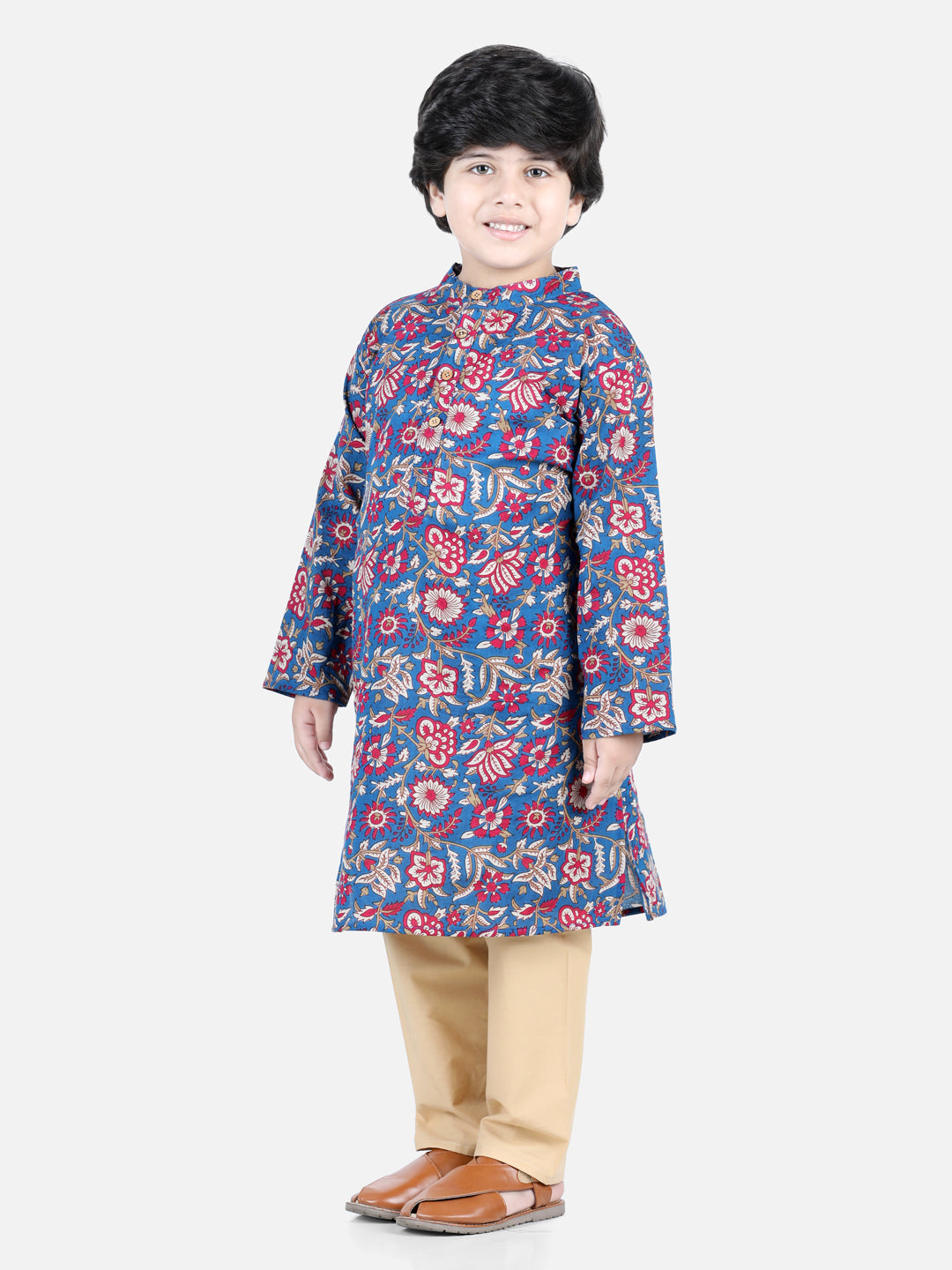 Aww Hunnie Beige Pajama & Jaipuri Cotton Kurta Set – Festive Kidswear
