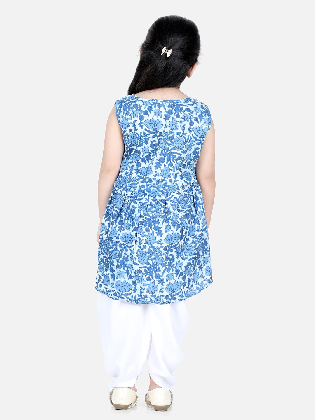 Aww Hunnie Jaipuri Print Cotton Floral Kurti & Dhoti Set for Girls