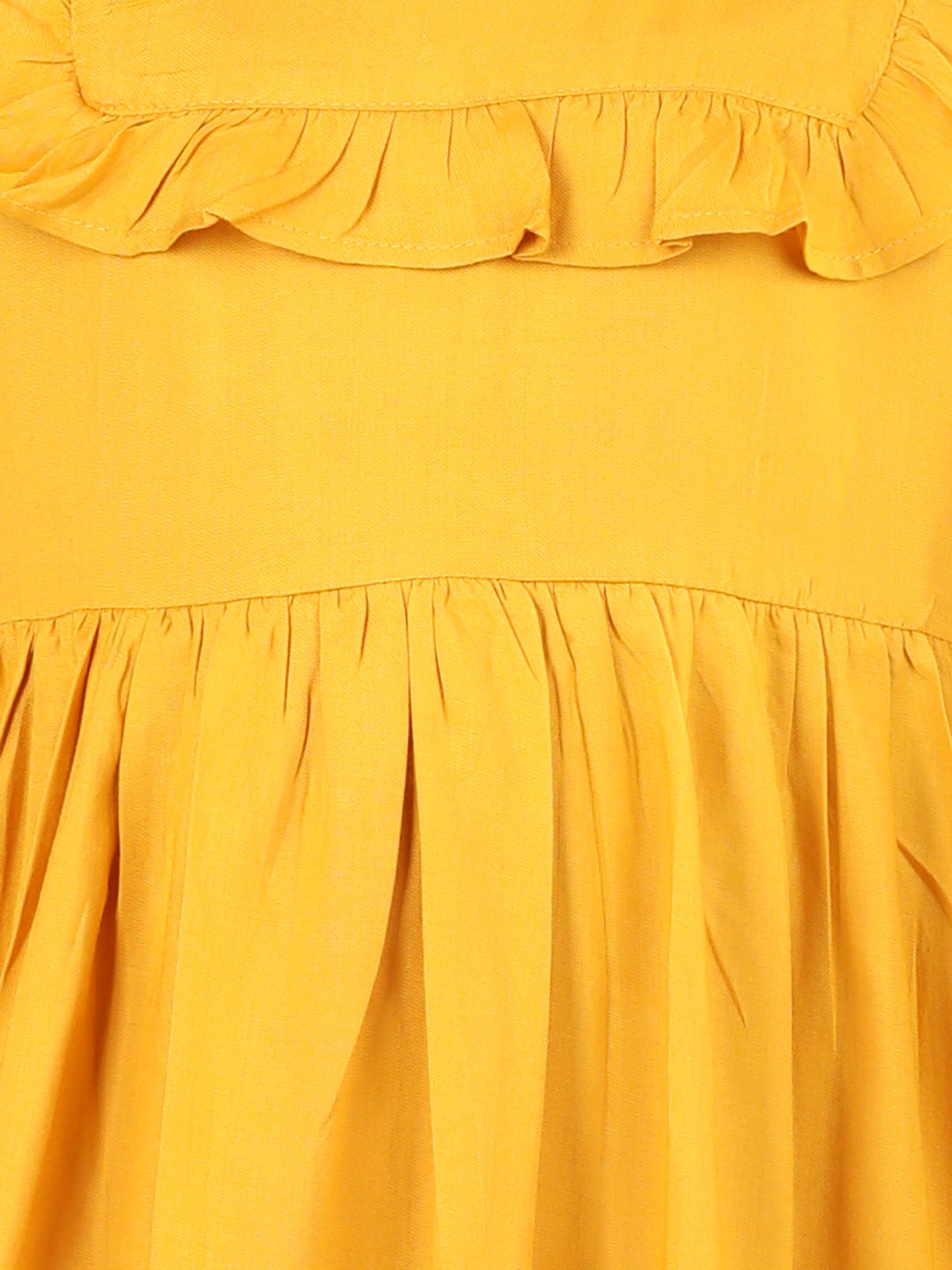 Aww Hunnie Girls Pure Cotton Sleeveless Knee-Length Summer Dress – Green & Mustard