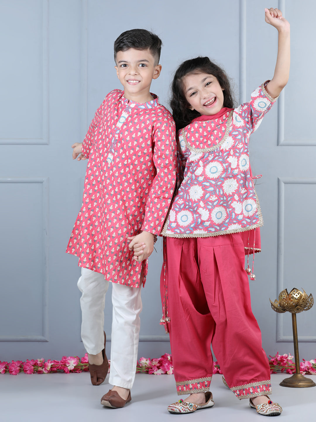 Aww Hunnie Jaipuri Butti Cotton Kurta & Pajama Set – Festive Kidswear (1–12 yrs)