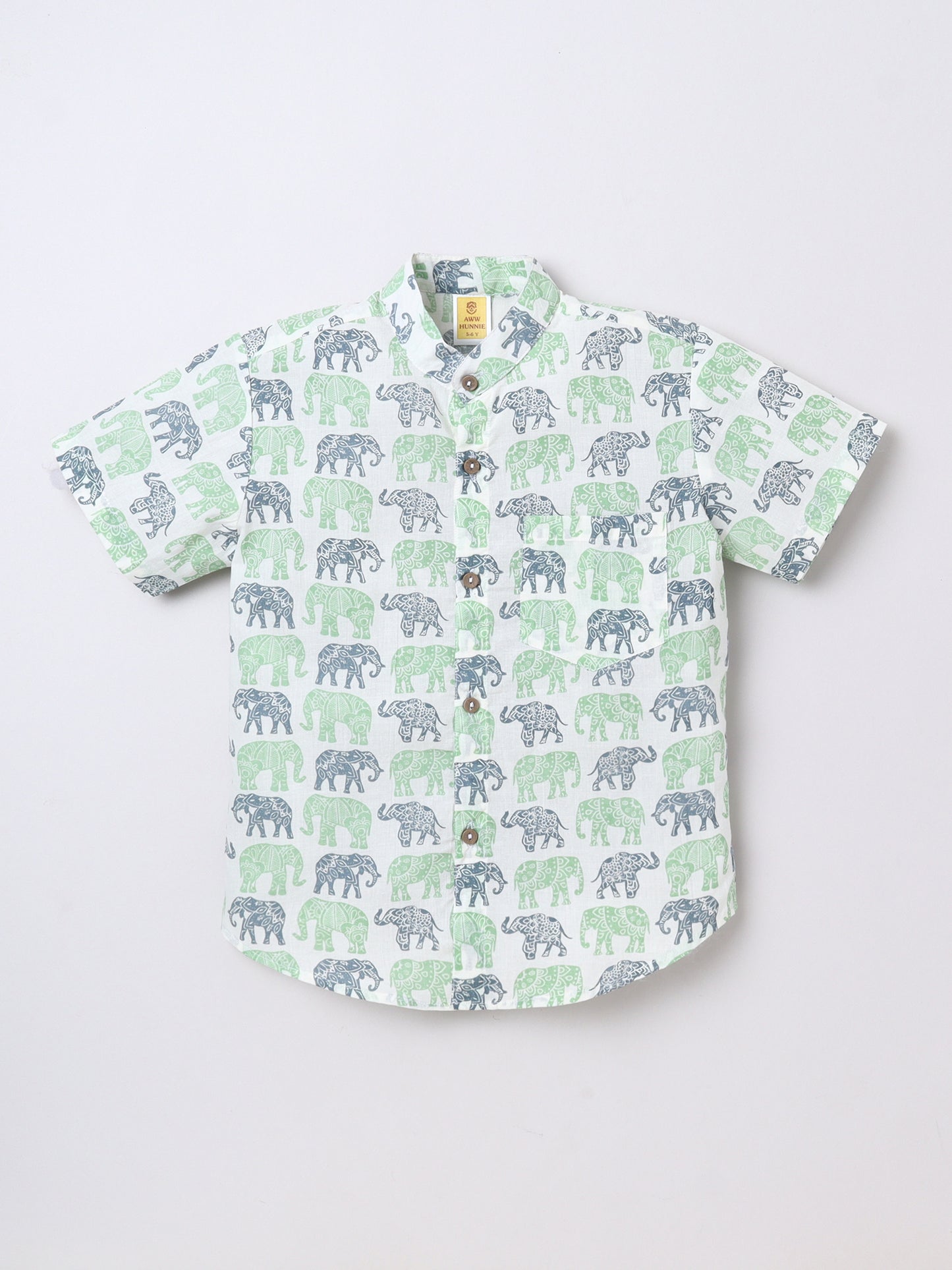 Elephant‑Print Cotton Shirt & Pocket Shorts Set | Aww Hunnie
