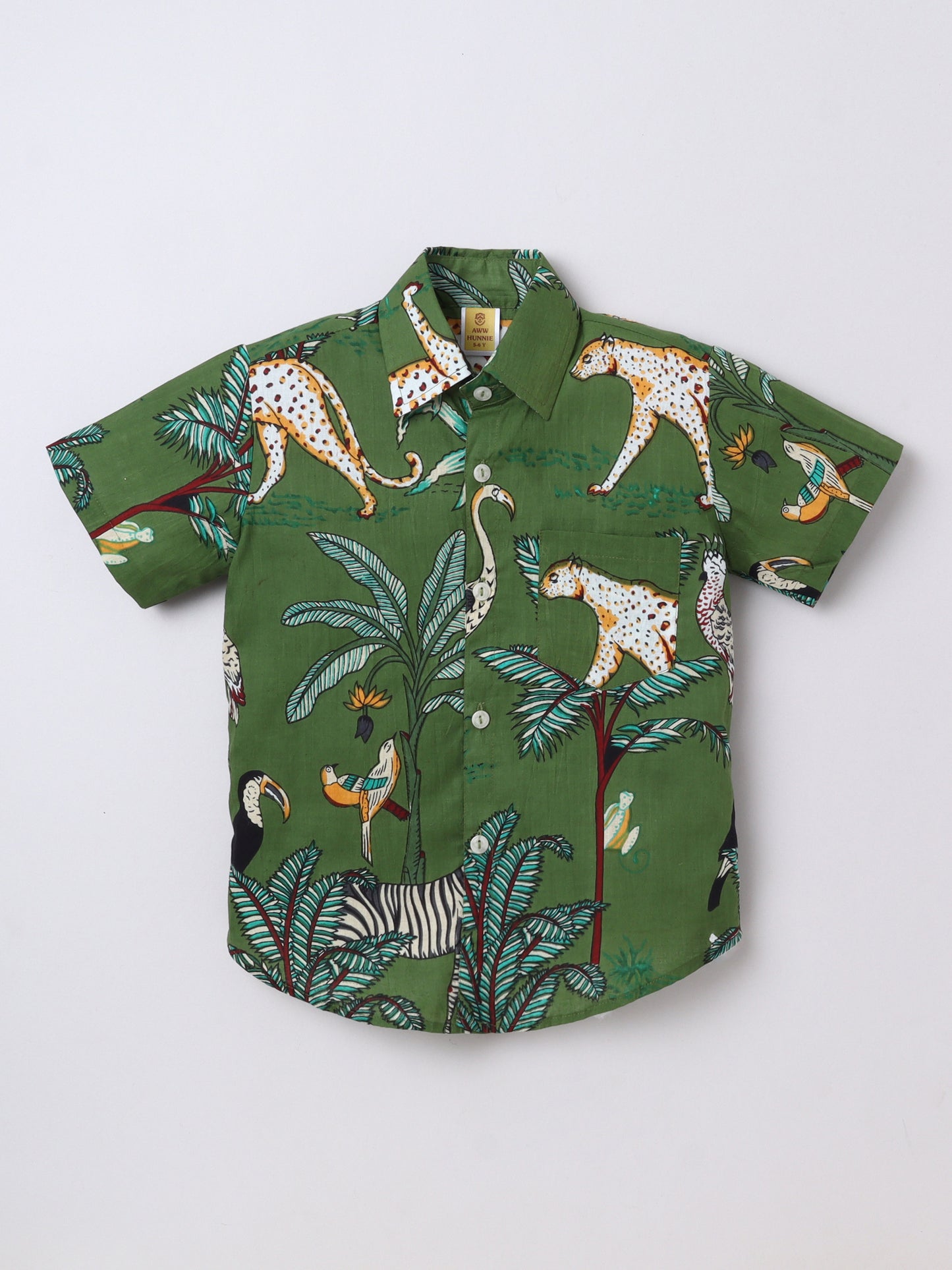 Jungle‑Print Cotton Shirt & Shorts Set | Aww Hunnie Kidswear