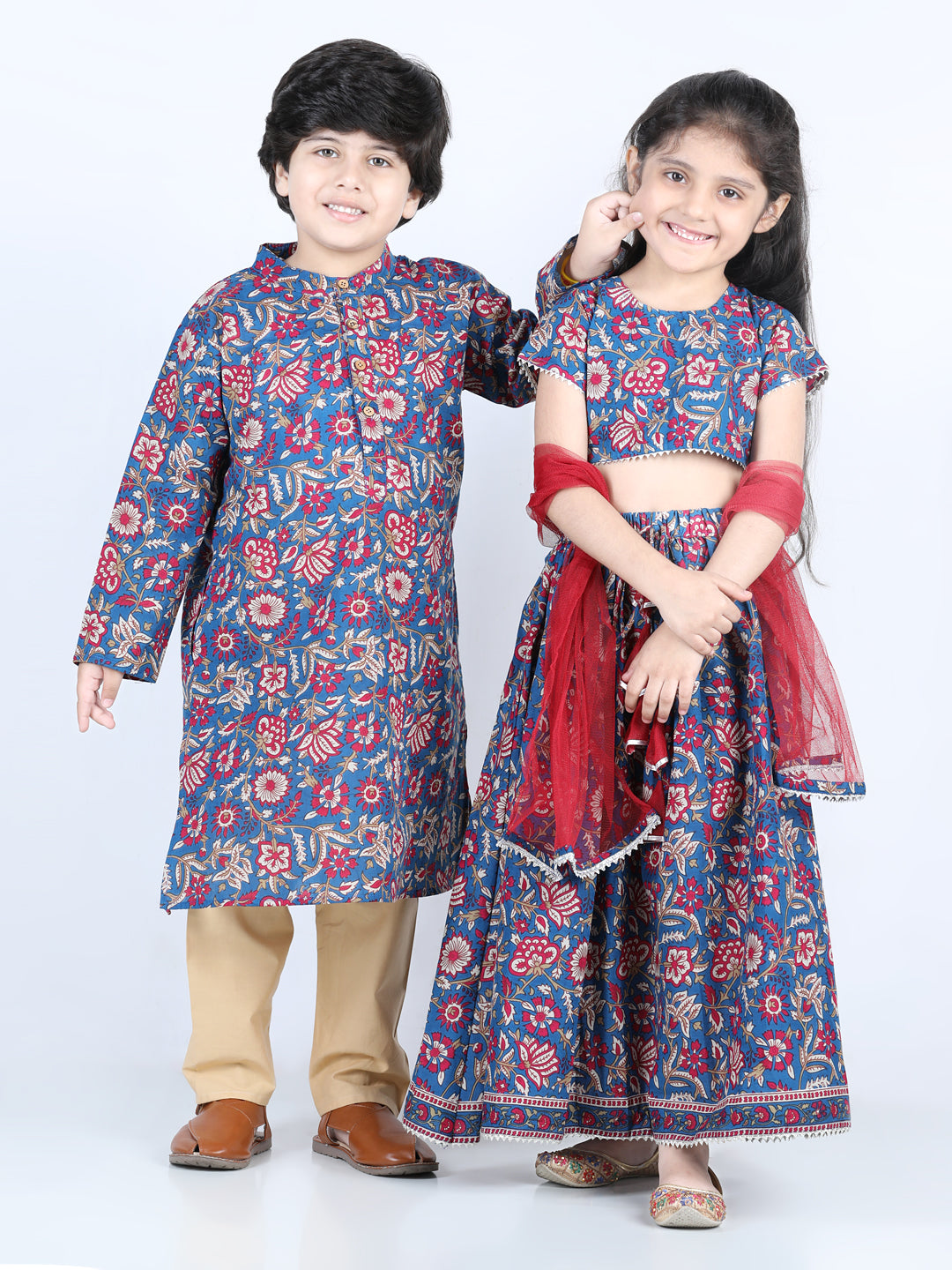 Aww Hunnie Beige Pajama & Jaipuri Cotton Kurta Set – Festive Kidswear