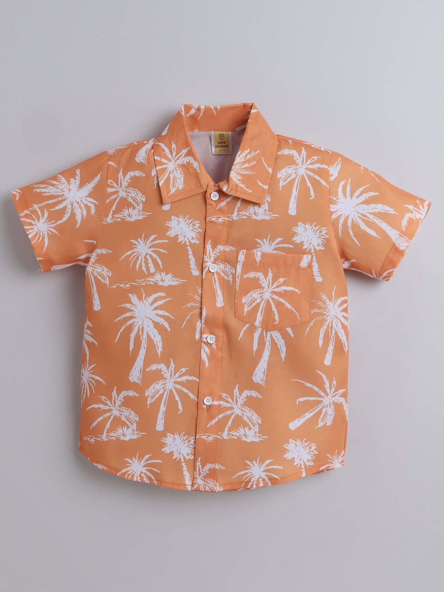 Boys Leaf Print Half-Sleeve Shirt & Bottom Set – Trendy Casual Wear - Pure, Chemical-Free Kidswear