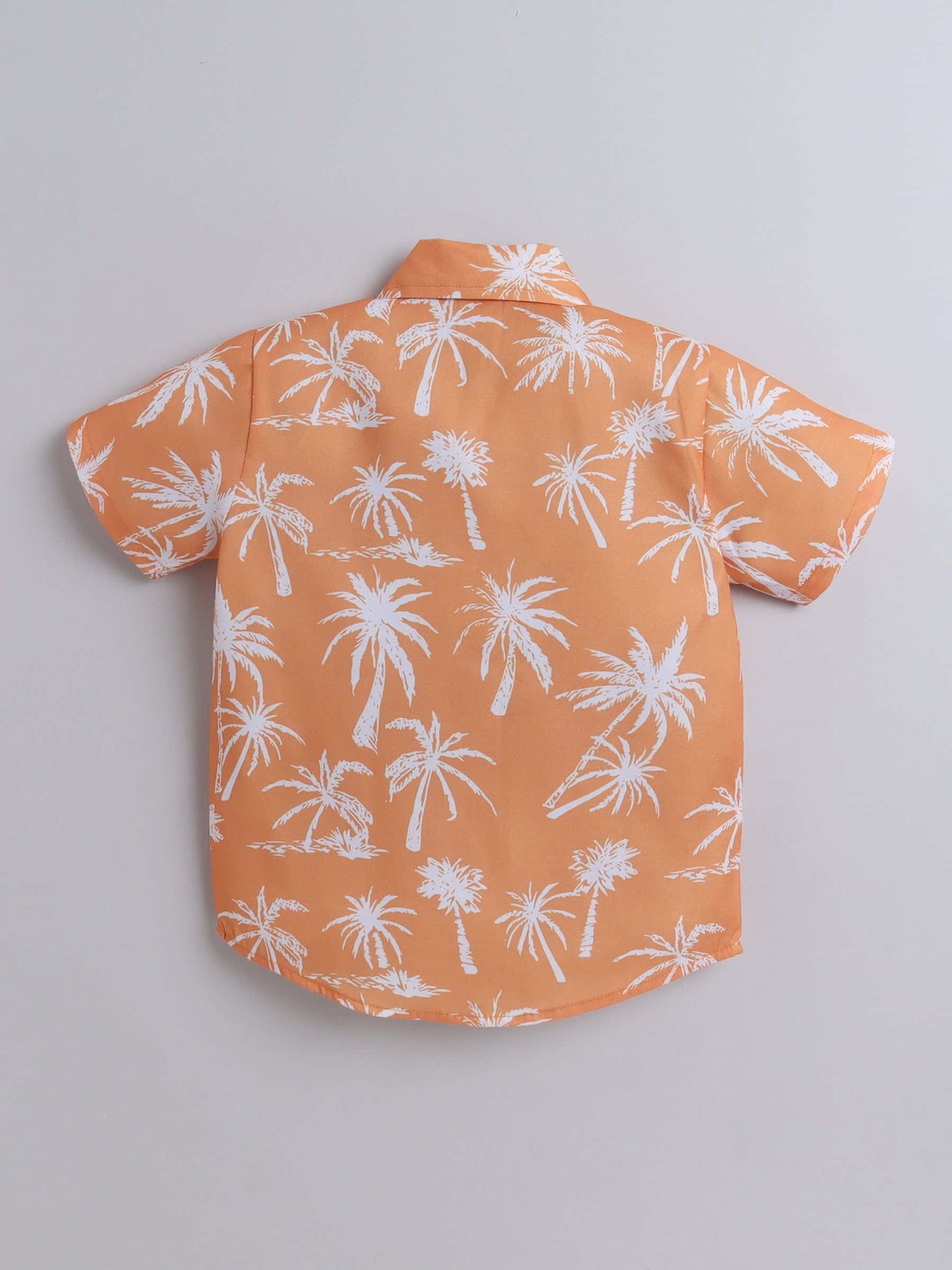 Boys Leaf Print Half-Sleeve Shirt & Bottom Set – Trendy Casual Wear - Pure, Chemical-Free Kidswear