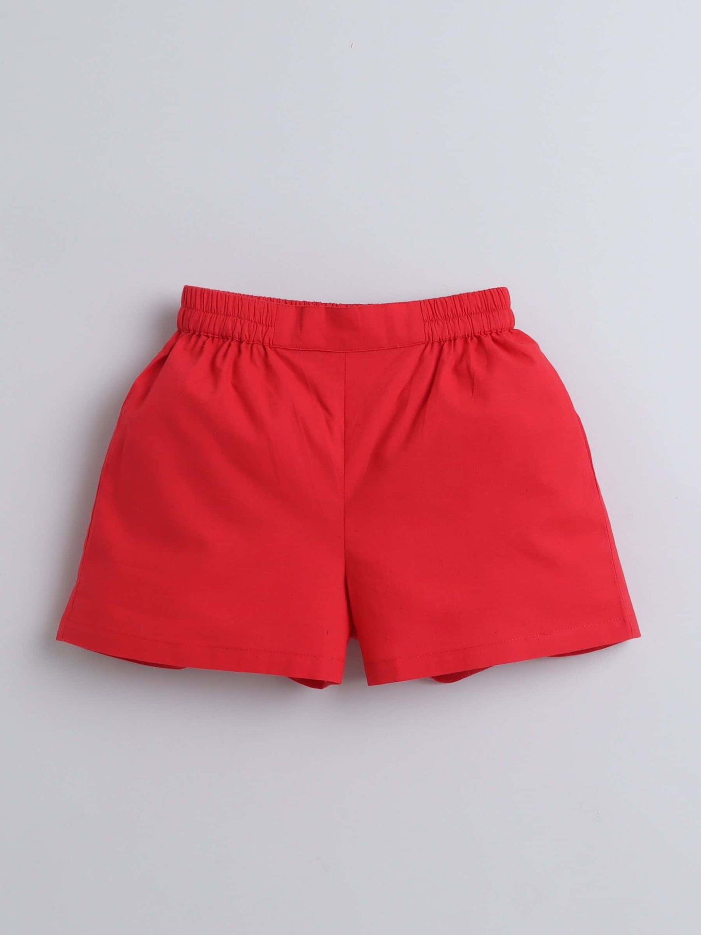 Girls Red Sleeveless Crop Top & Shorts Set – Bold & Trendy - Pure, Chemical-Free Kidswear