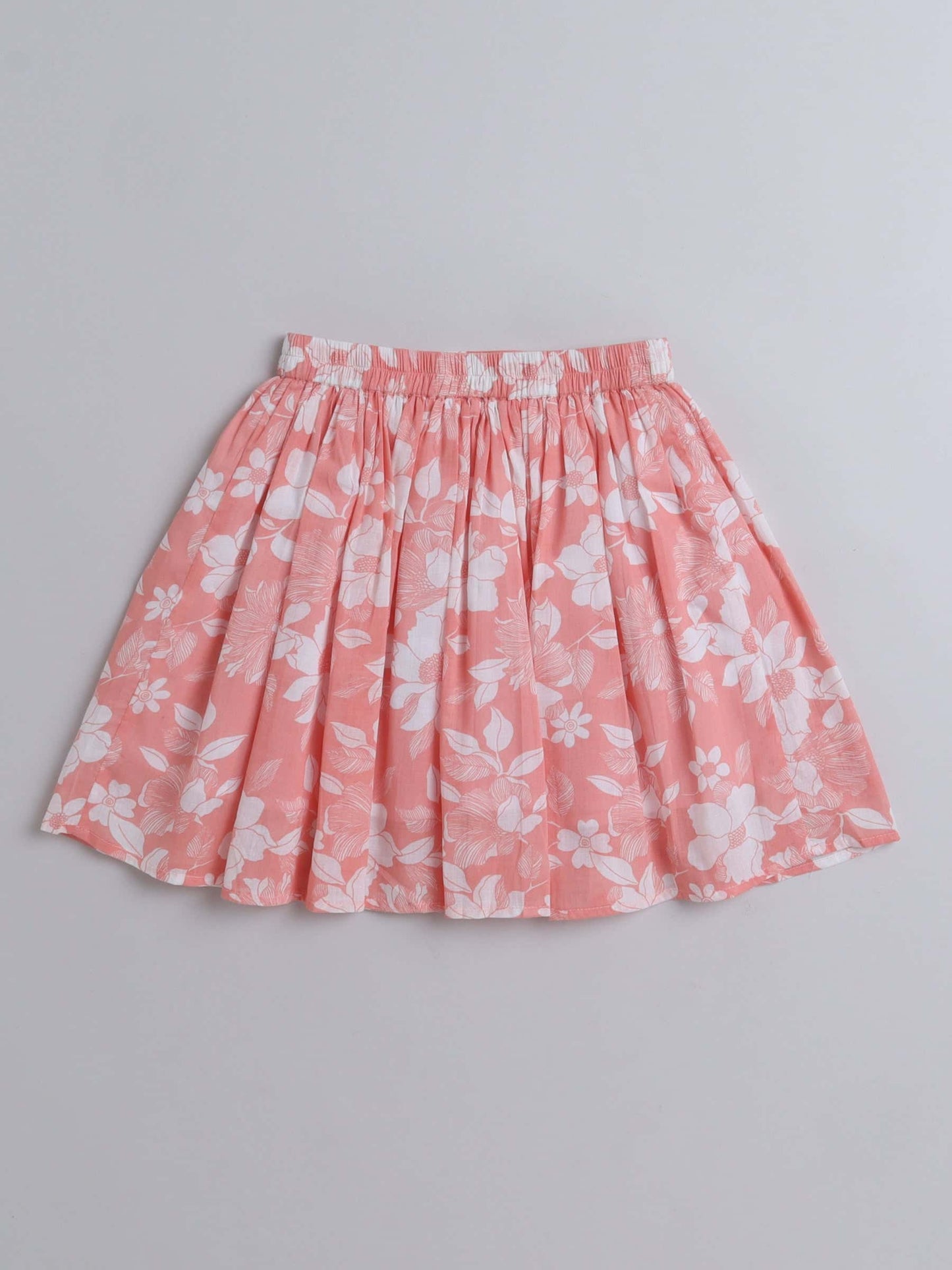 Girls Floral Print Button Top & Skirt Set – Chic and Casual - Pure, Chemical-Free Kidswear