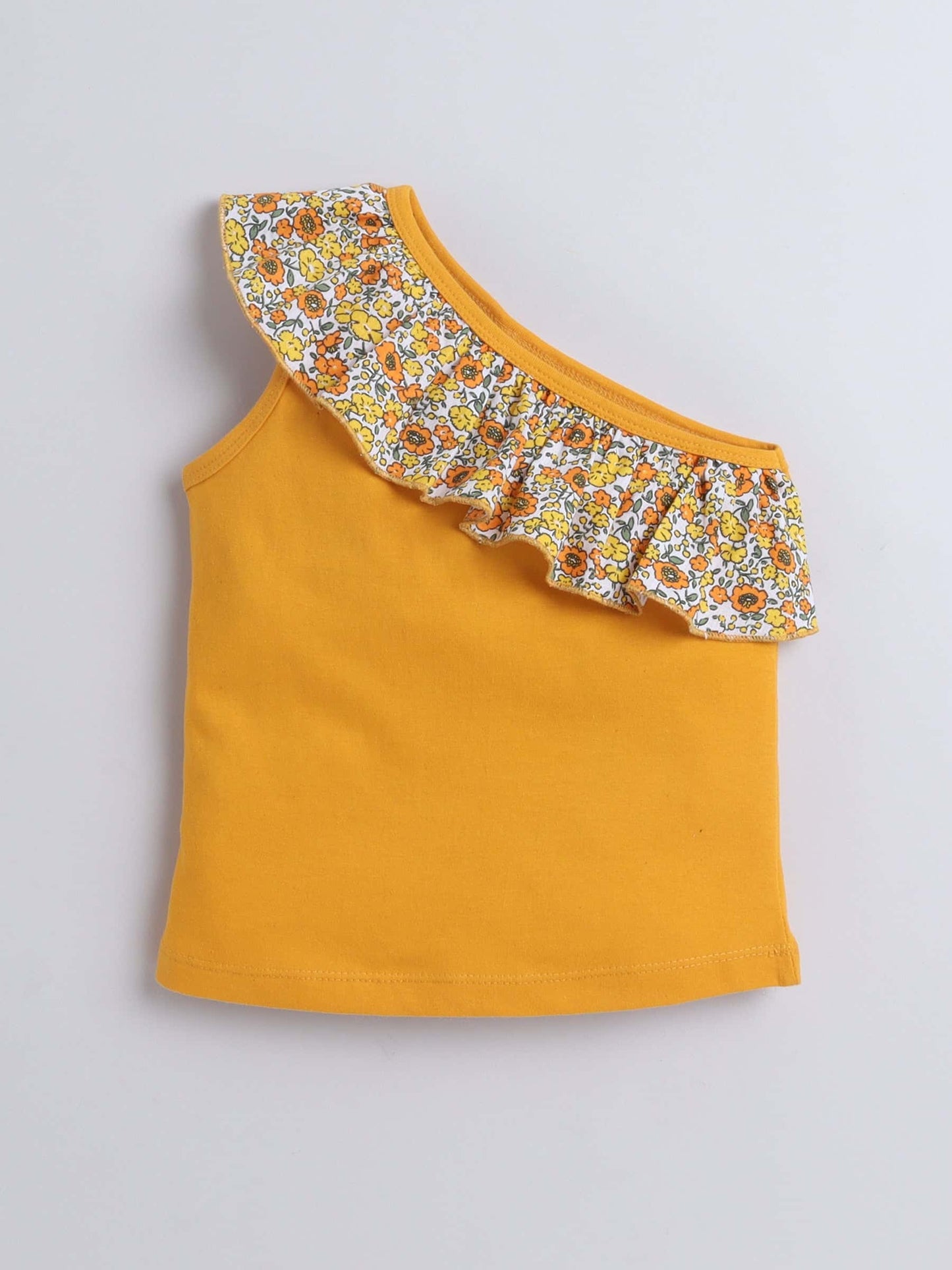 Girls One Shoulder Frill Top & Skirt Set – Stylish & Feminine - Pure, Chemical-Free Kidswear