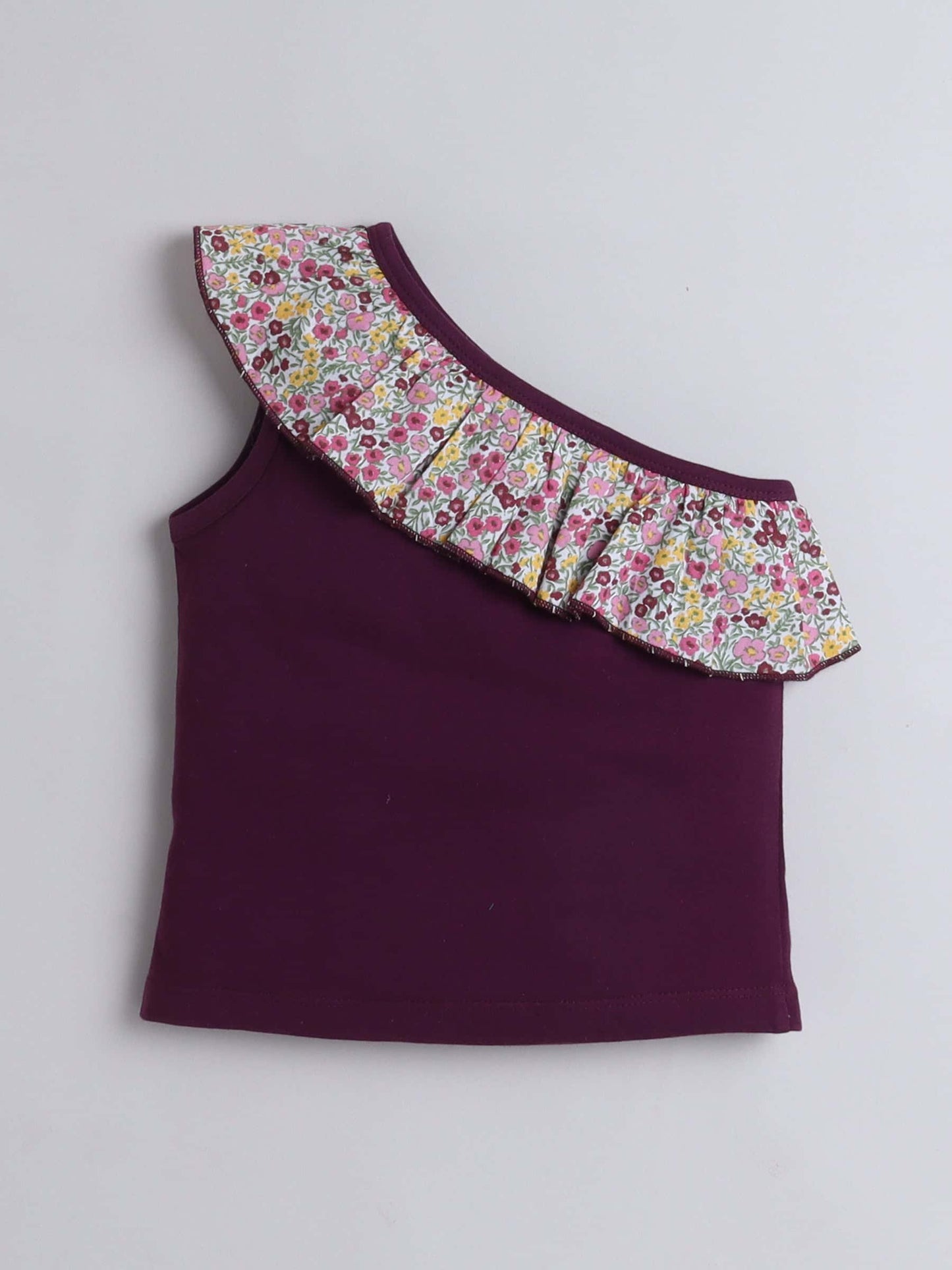 Girls One Shoulder Frill Top & Skirt Set – Stylish & Feminine - Pure, Chemical-Free Kidswear