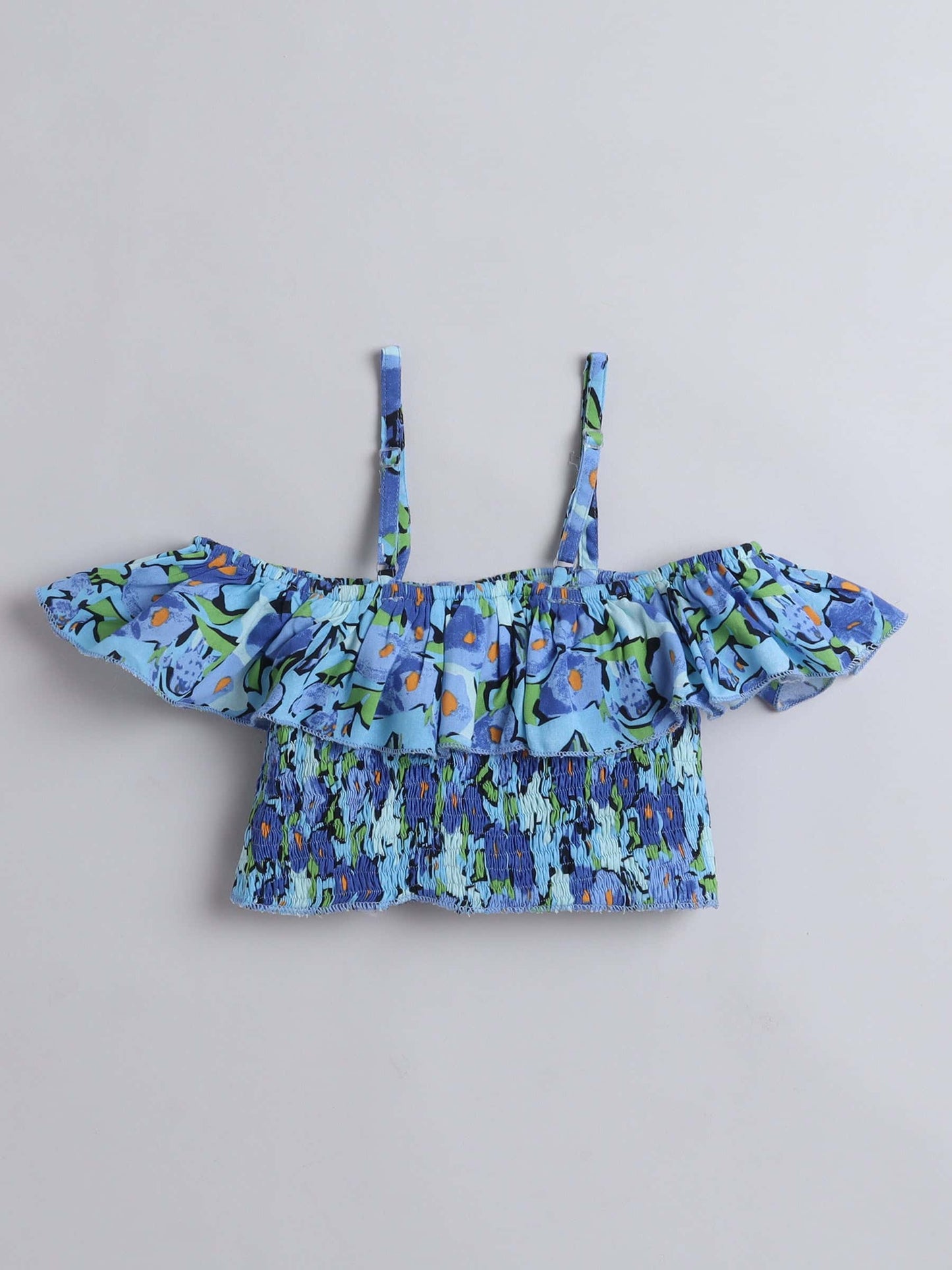 Girls Off-Shoulder Crop Top & Bottom Set – Fresh Green Style - Pure, Chemical-Free Kidswear