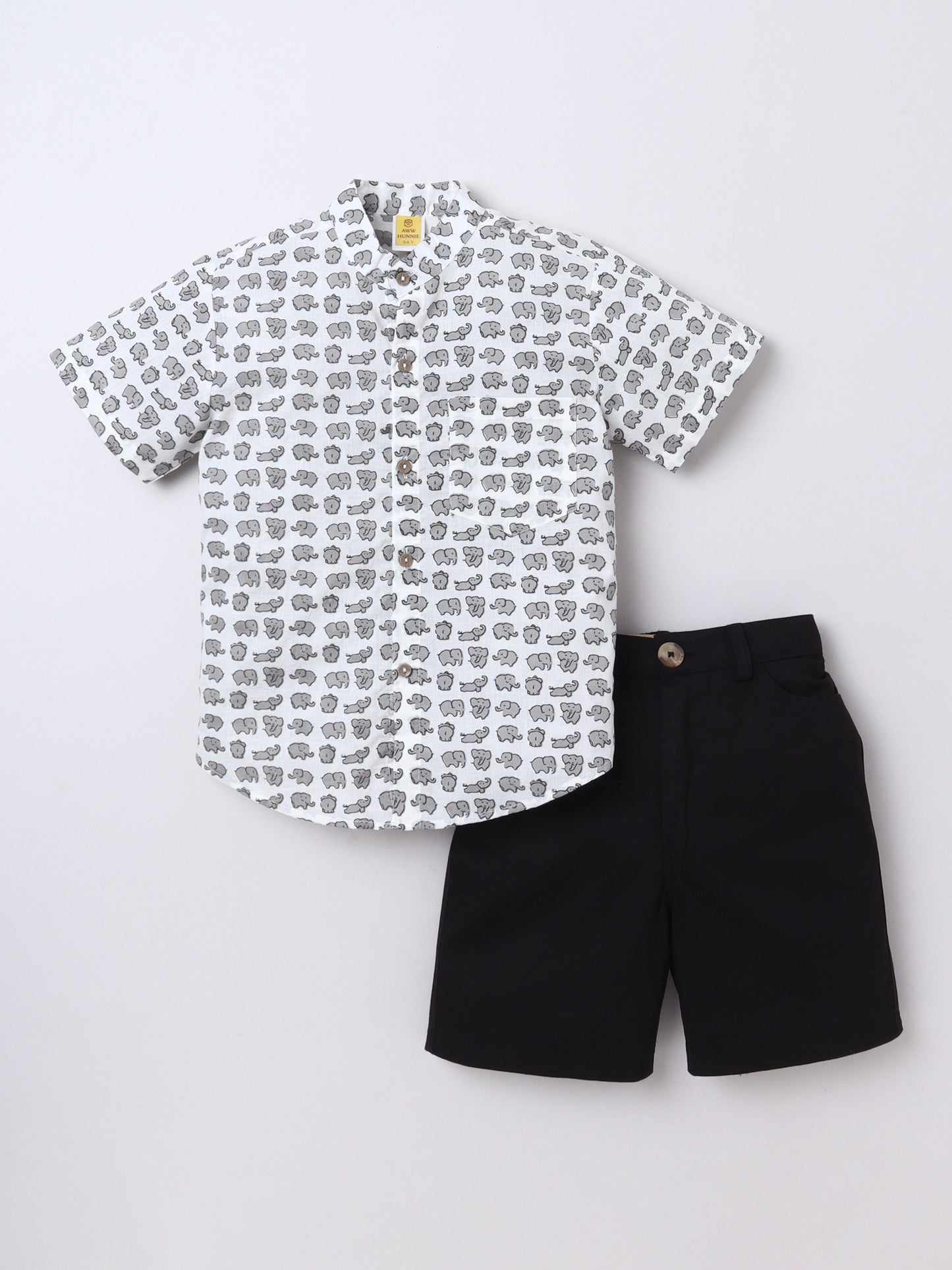 White Elephant‑Print Cotton Set for Boys | Aww Hunnie