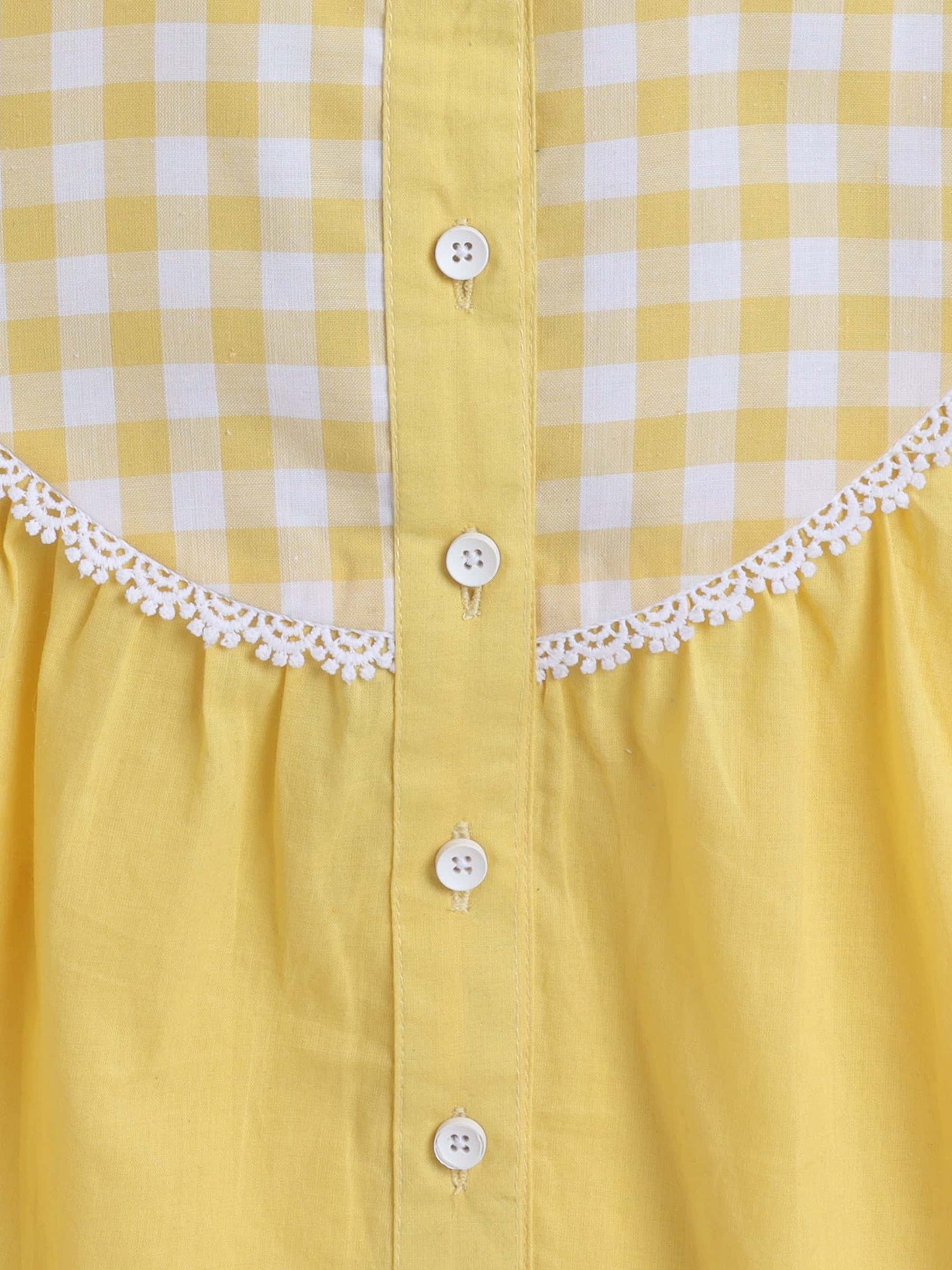 Aww Hunnie Check Yog Front Button 100% Cotton Top - Pure, Chemical-Free Kidswear