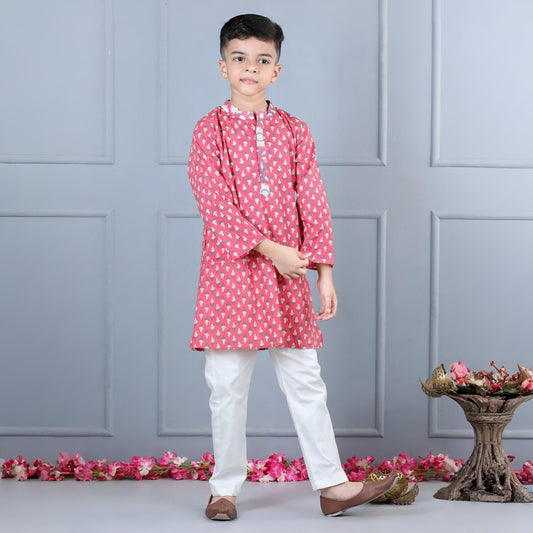 Aww Hunnie Jaipuri Butti Cotton Kurta & Pajama Set – Festive Kidswear (1–12 yrs)