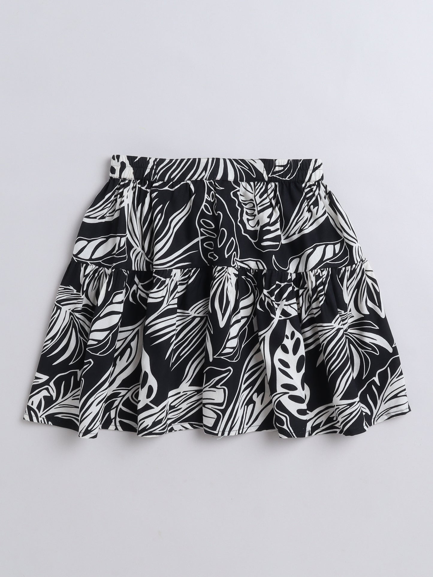 Aww Hunnie Girls’ Cotton-Jersey Half-Sleeve Top & Leaves-Print Skirt Set – Playful Comfort