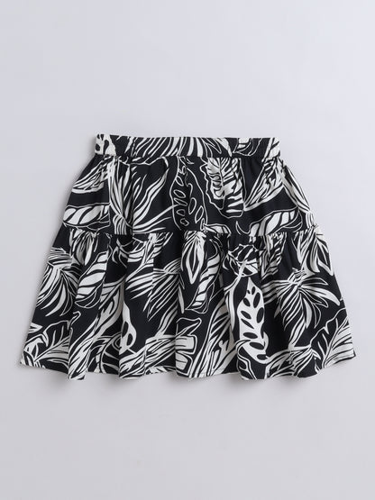 Aww Hunnie Girls’ Cotton-Jersey Half-Sleeve Top & Leaves-Print Skirt Set – Playful Comfort