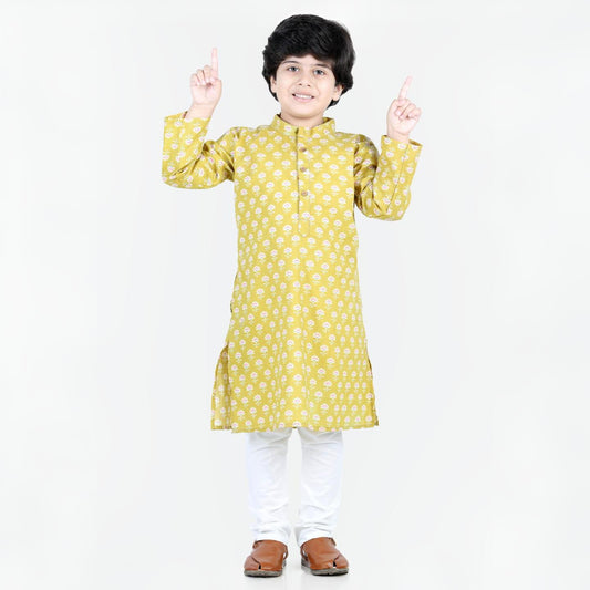 Aww Hunnie Boys Jaipuri Print Kurta & Pocket Pajama – Organic Cotton