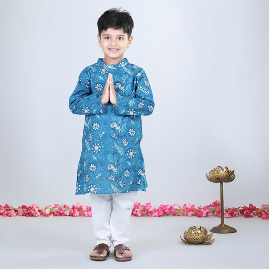 Aww Hunnie Boys Printed Cotton Kurta & Pocket Pajama Set – 1–12 yrs