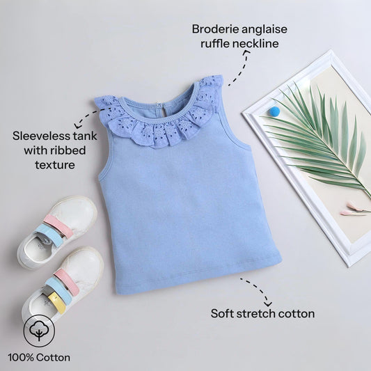 Aww Hunnie Schiffli Lace Design Top - Pure, Chemical-Free Kidswear