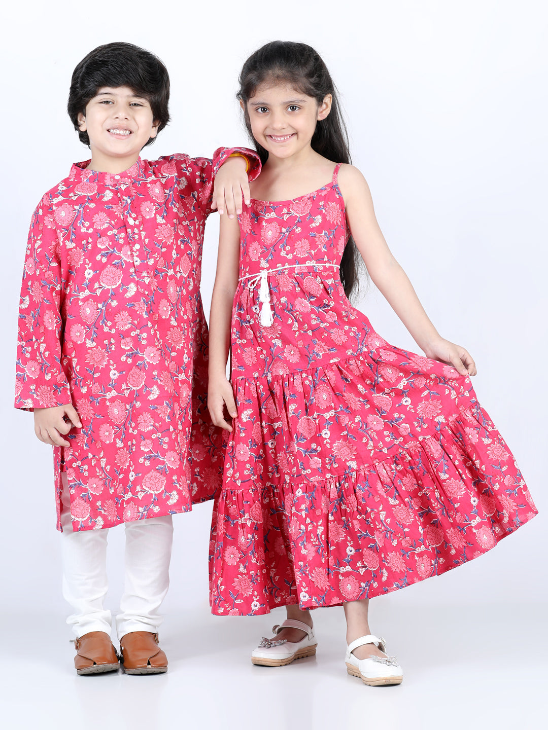 Aww Hunnie Floral Jaipuri Cotton Kurta & Pajama Set – Kids Ethnic Wear