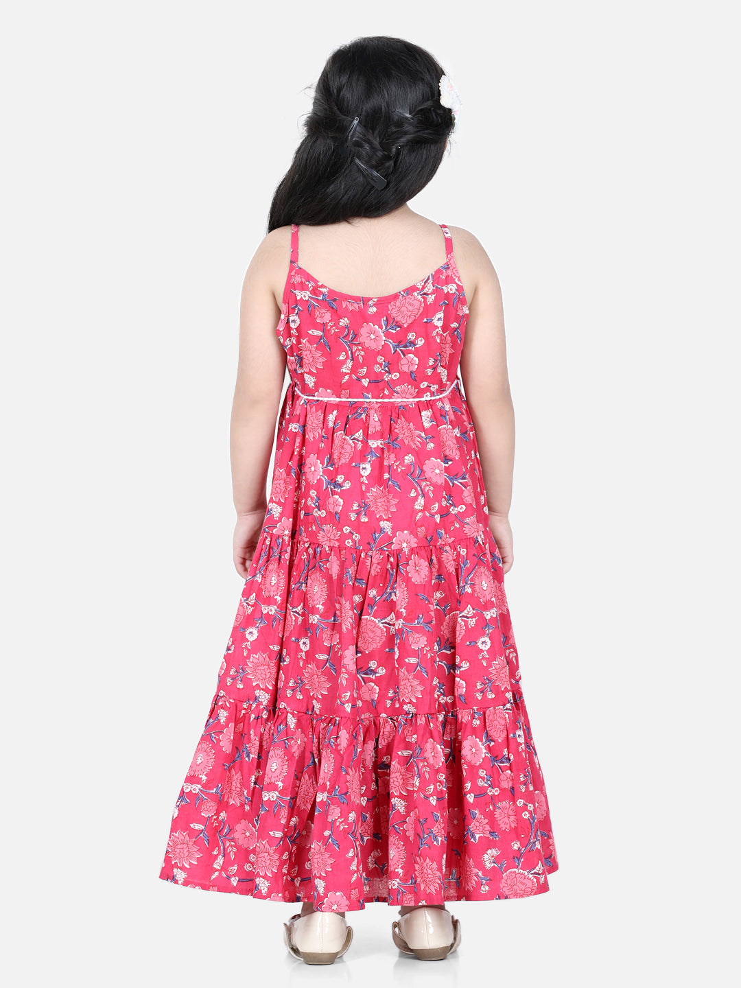 Aww Hunnie Girls’ Jaipuri Print 100% Cotton Ethnic Fit-&-Flare Dress – Festive Green & Pink (2–10 yrs)