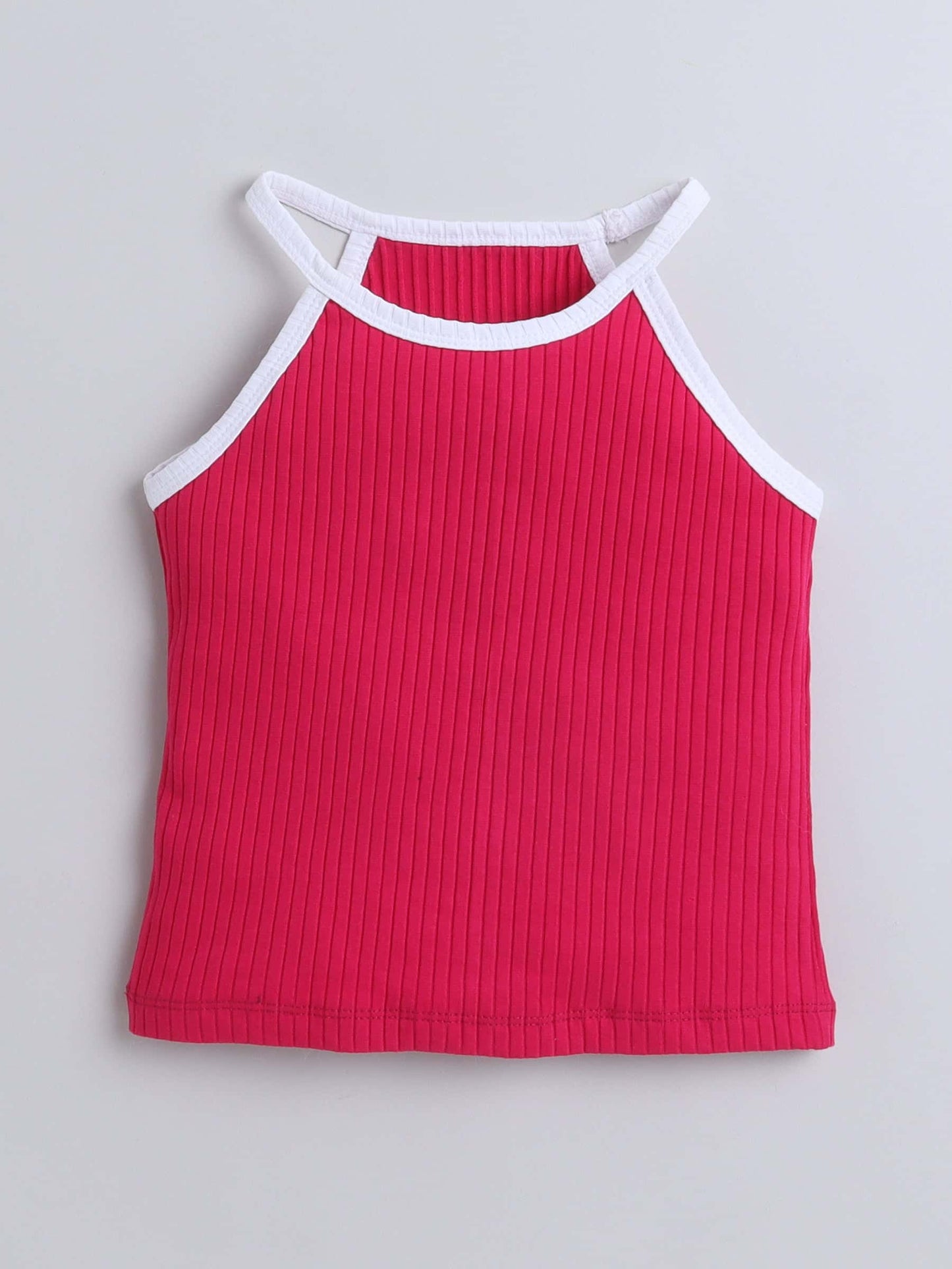 Aww Hunnie Ribbed Halter Neck Top - Pure, Chemical-Free Kidswear