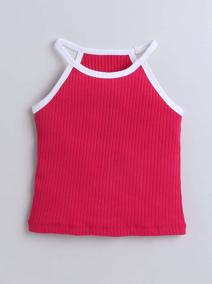 Aww Hunnie Ribbed Halter Neck Top - Pure, Chemical-Free Kidswear