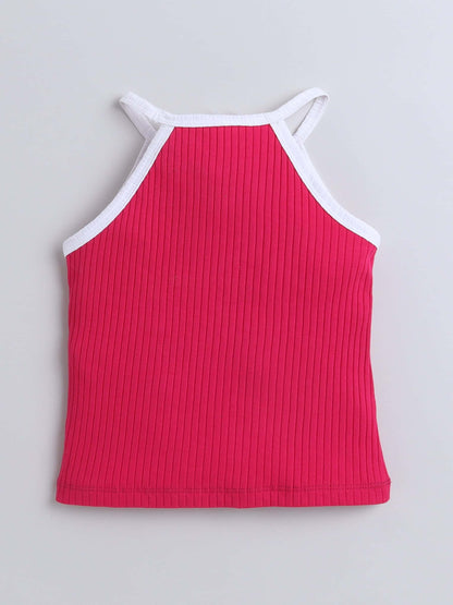 Aww Hunnie Ribbed Halter Neck Top - Pure, Chemical-Free Kidswear