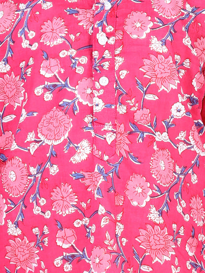 Aww Hunnie Floral Jaipuri Cotton Kurta & Pajama Set – Kids Ethnic Wear