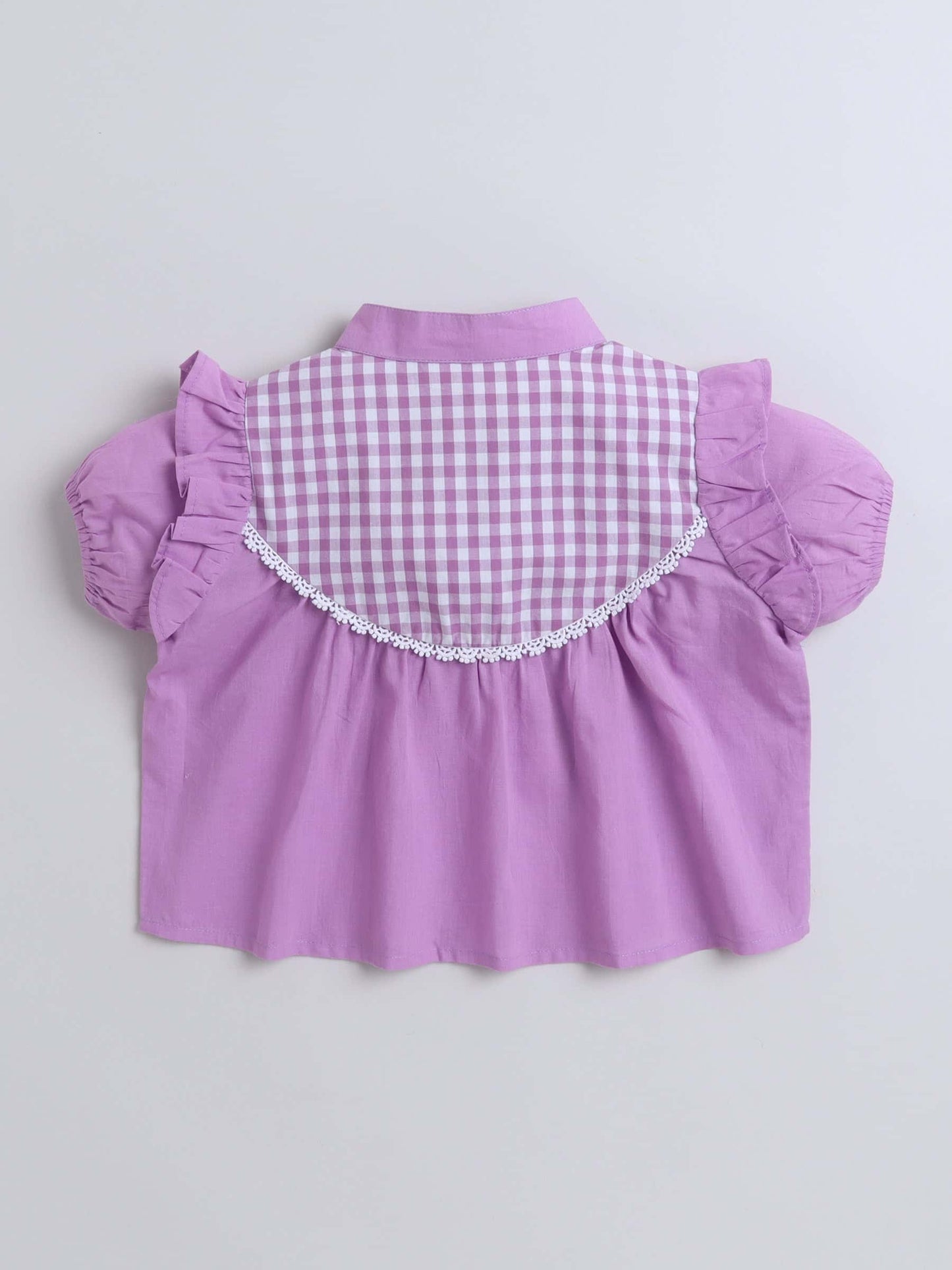 Aww Hunnie Check Yog Front Button 100% Cotton Top - Pure, Chemical-Free Kidswear