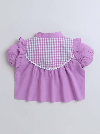 Aww Hunnie Check Yog Front Button 100% Cotton Top - Pure, Chemical-Free Kidswear
