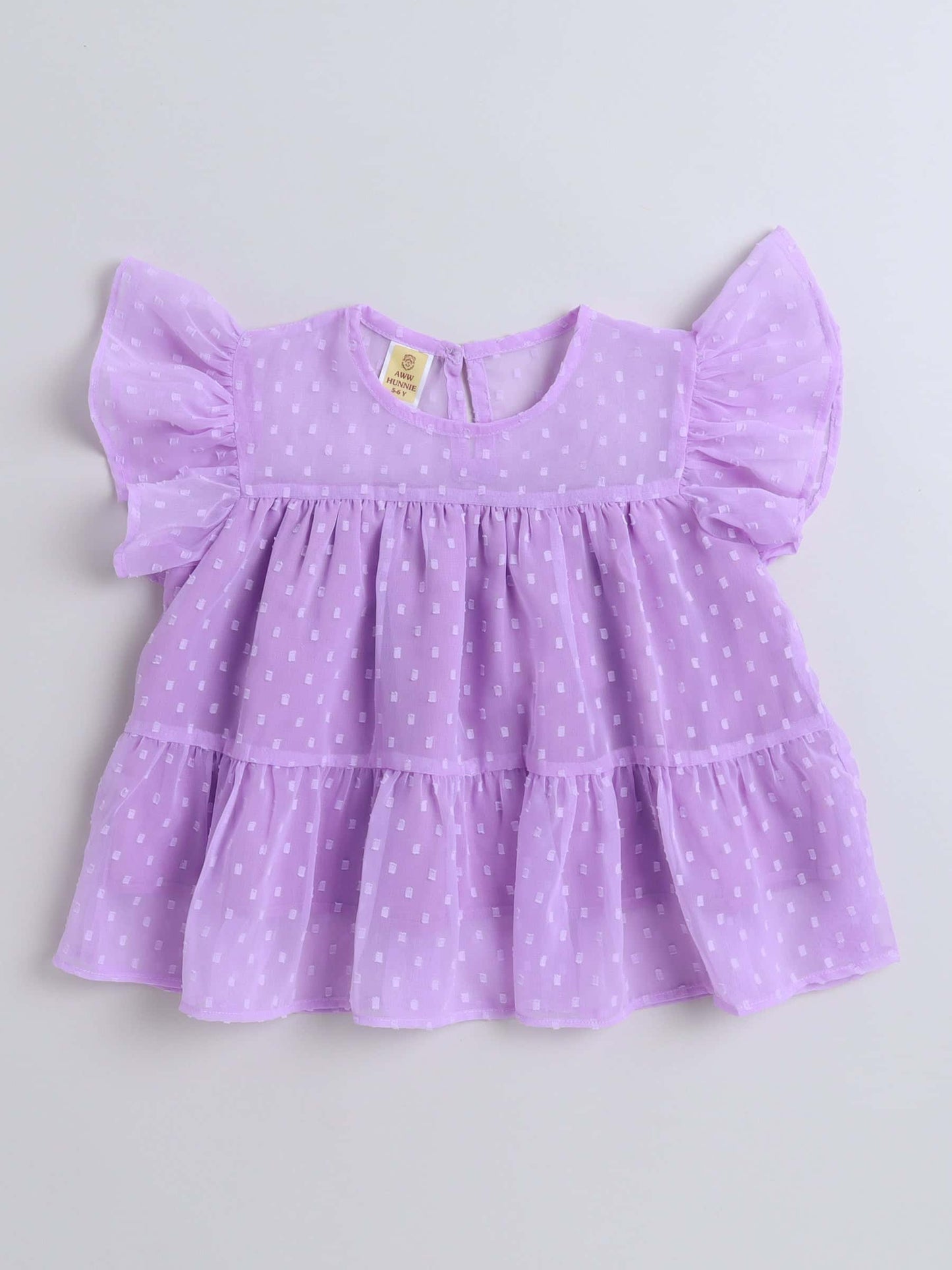 Aww Hunnie Georgette Butti Lyred Top - Pure, Chemical-Free Kidswear