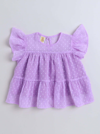 Aww Hunnie Georgette Butti Lyred Top - Pure, Chemical-Free Kidswear