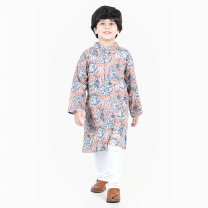 Aww Hunnie Floral Butti Cotton Kurta & Pajama Set for Kids