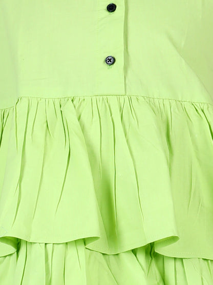 Aww Hunnie Girls Pure Cotton Ruffle-Layer Knee-Length Summer Dress – 4 Vibrant Colors