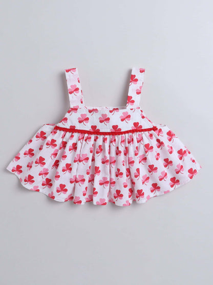 Girls Red Sleeveless Crop Top & Shorts Set – Bold & Trendy - Pure, Chemical-Free Kidswear