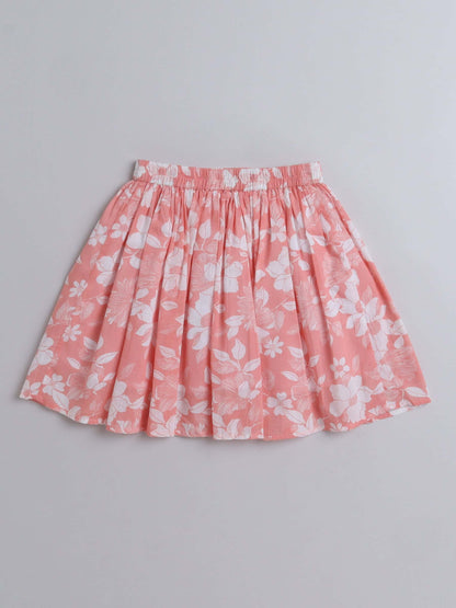 Girls Floral Print Button Top & Skirt Set – Chic and Casual - Pure, Chemical-Free Kidswear