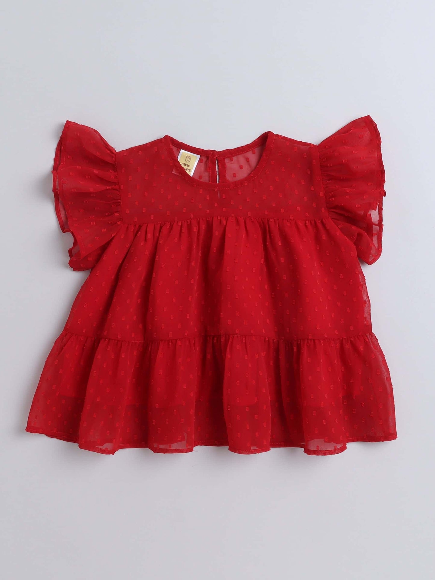 Aww Hunnie Georgette Butti Lyred Top - Pure, Chemical-Free Kidswear