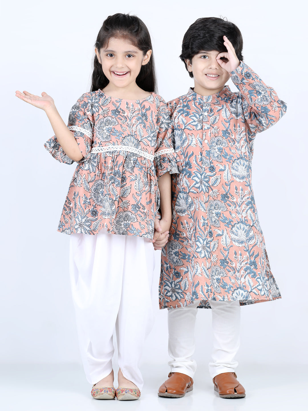 Aww Hunnie Floral Butti Cotton Kurta & Pajama Set for Kids