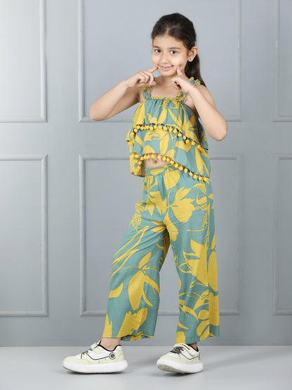 Aww Hunnie Premium Pom-Pom Lyre Top & Straight-Fit Bottom Set – 100% Cotton Rayon